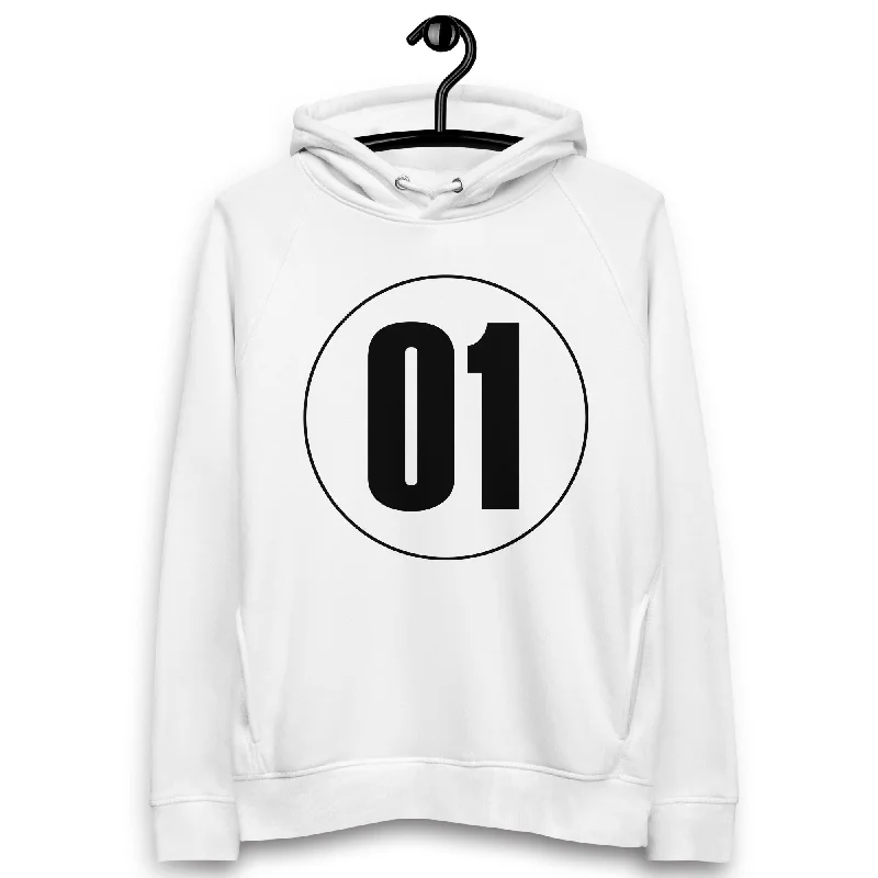 Unisex pullover hoodie: Black on White 01 Bateau Neck Pullover