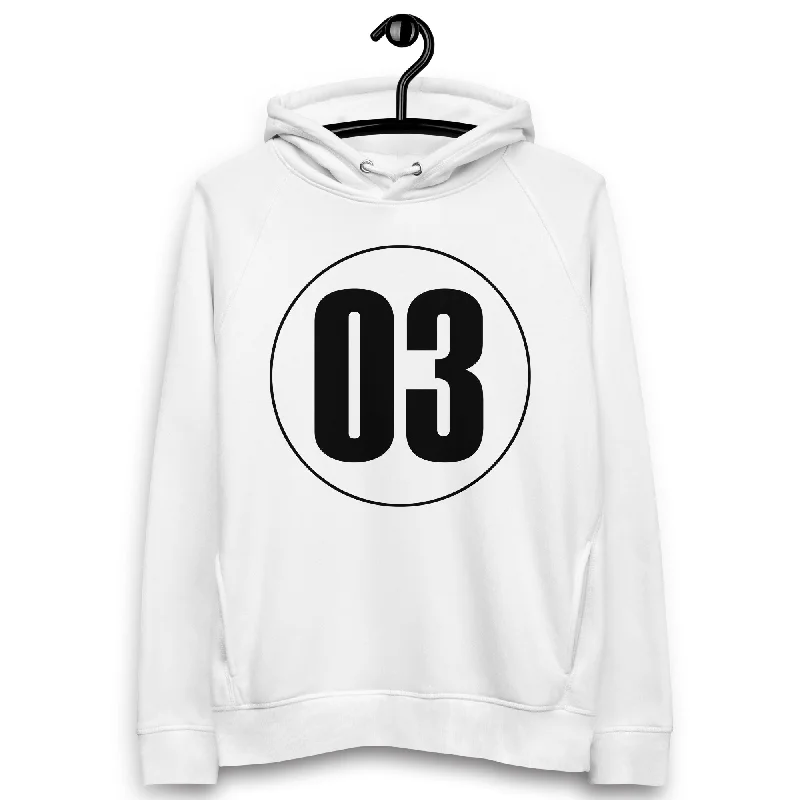 Unisex pullover hoodie: Black on White 03 Fine Merino Wool
