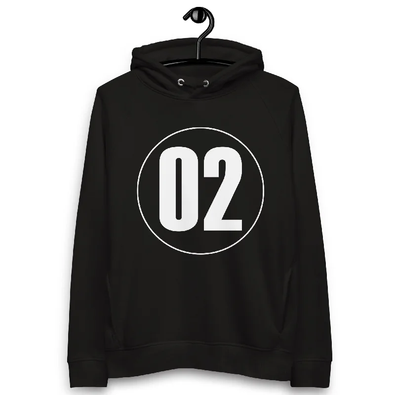 Unisex pullover hoodie: White in Black 02 Ruffle Neck Pullover