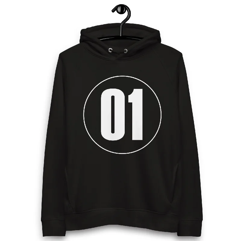 Unisex pullover hoodie: White on Black 01 Bell Sleeve Stylish