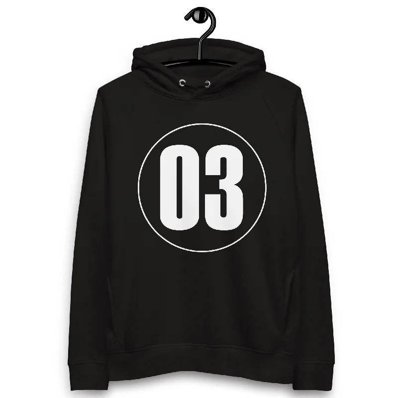 Unisex pullover hoodie: White on Black 03 Saggy Sleeve Comfort
