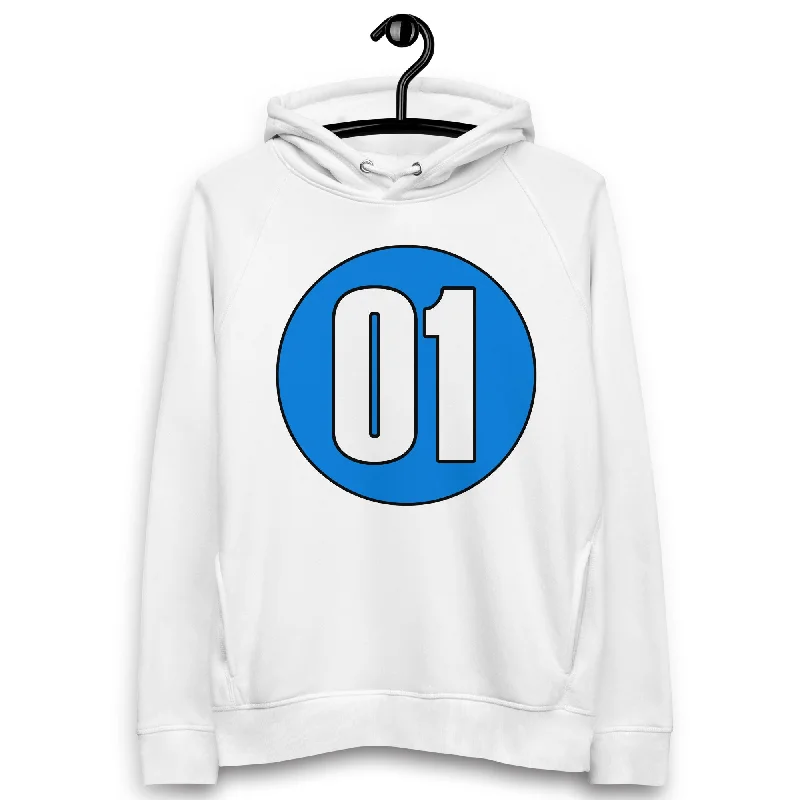 Unisex pullover hoodie: White on Blue 01 Lapel Neck Sweater