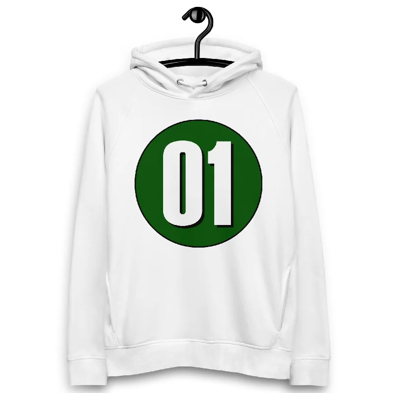 Unisex pullover hoodie: White on Hunter Green 01 Square Neck Pullover