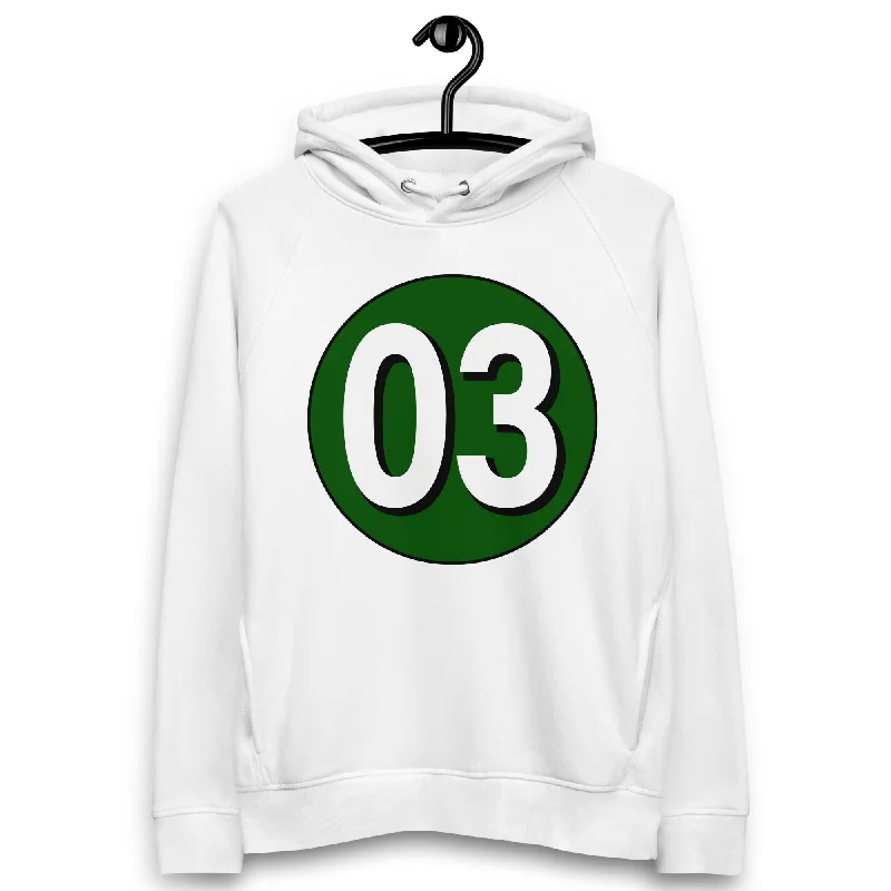 Unisex pullover hoodie: White on Hunter Green 03 Hooded Pullover Sweater