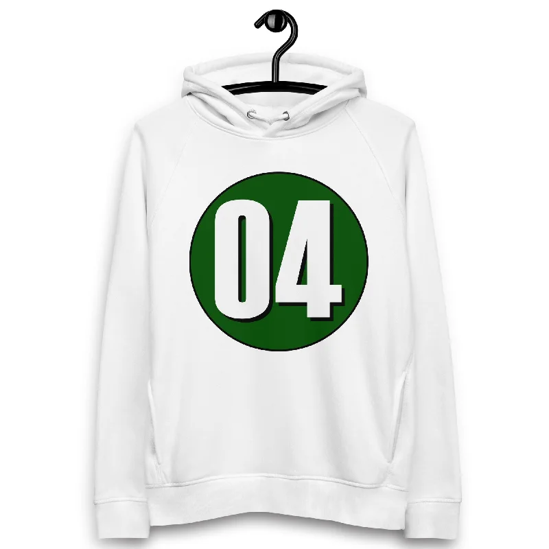 Unisex pullover hoodie: White on Hunter Green 04 Plunging Neck Pullover
