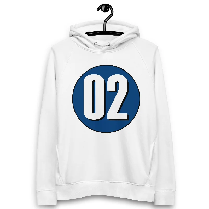 Unisex pullover hoodie: White on Navy Blue 02 Wrist Length Sleeve