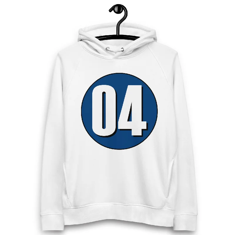Unisex pullover hoodie: White on Navy Blue 04 Surplice Neck Pullover