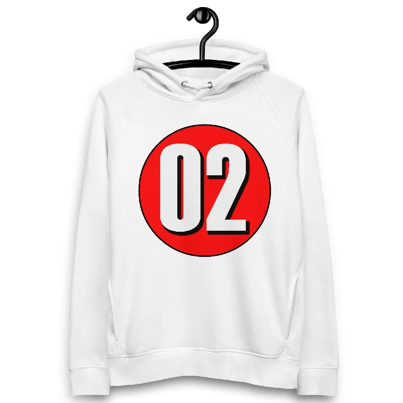 Unisex pullover hoodie: White on Red 02 Open Neck Pullover