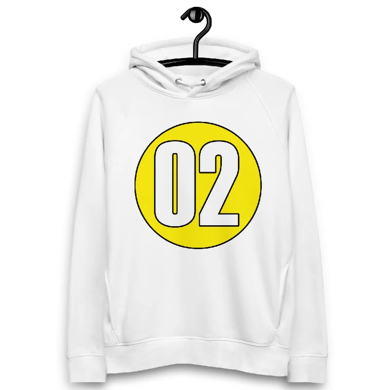 Unisex pullover hoodie: White on Yellow 02 Jewel Neck Pullover