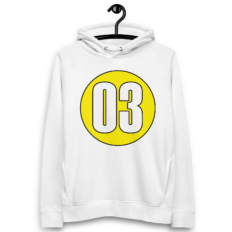 Unisex pullover hoodie: White on Yellow 03 Flare Sleeve Stylish