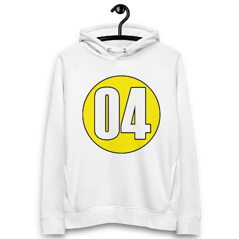 Unisex pullover hoodie: White on Yellow 04 Open Front Cardigan