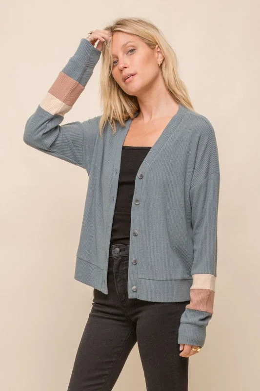 Icon Color Block Cardigan Handmade Hand-knitted Hand-woven
