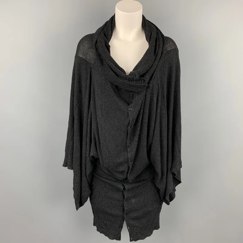 A.F. VANDERVORST Size S Black Viscose / Polyester Knitted Oversized Cardigan Satin Fabric Silk Fabric Chiffon Fabric A.F. VANDERVORST Size S Black Viscose / Polyester Knitted Oversized Cardigan Satin Fabric Silk Fabric Chiffon Fabric