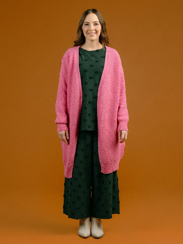 Alma Cardigan Pink Patchwork Embroidered Appliqued
