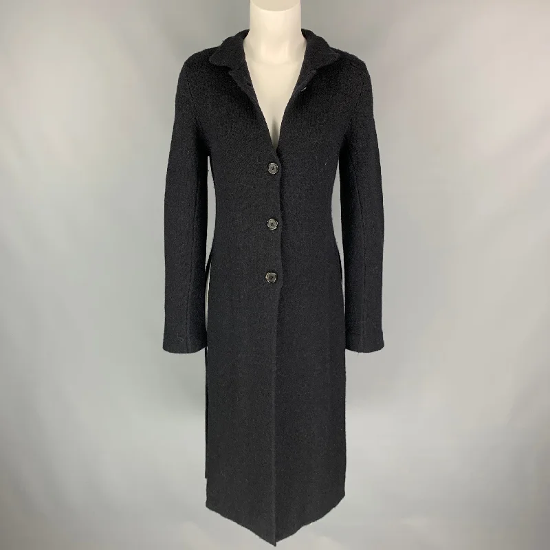 ANN DEMEULEMEESTER Size 2 Black Knitted Wool / Alpaca Cardigan Plaid Cardigan Polka Dot Checkered ANN DEMEULEMEESTER Size 2 Black Knitted Wool / Alpaca Cardigan Plaid Cardigan Polka Dot Checkered