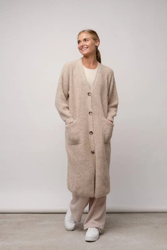 Asta Alpaca Wool Cardigan Light Beige Cotton Fabric Linen Fabric Terry Fabric