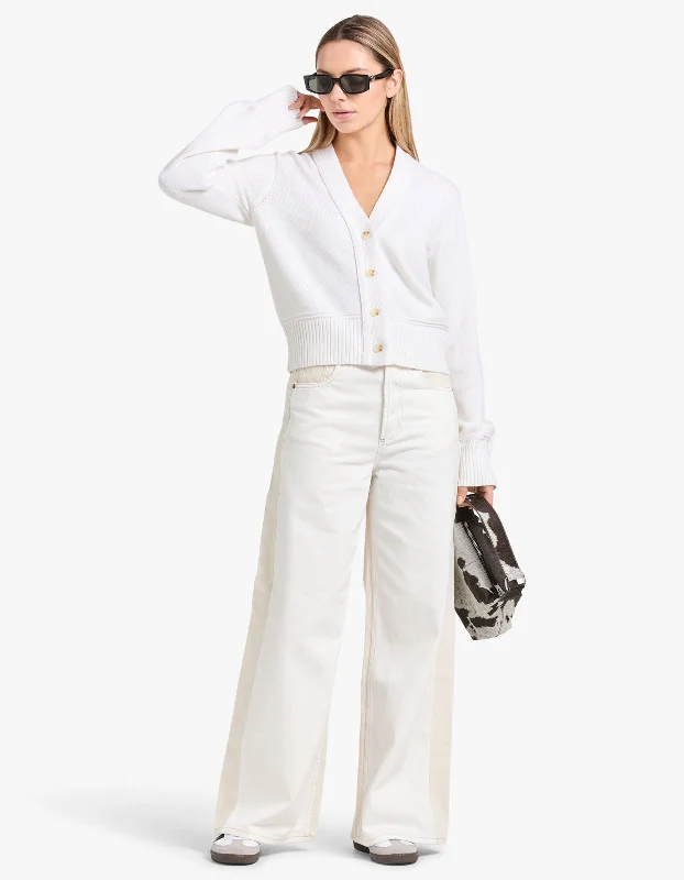 Berkeley Cardigan - Cream Spandex Rayon Corduroy