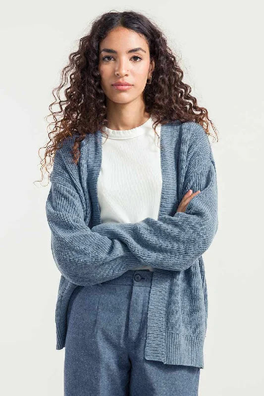 Cara Recycled Cotton Cardigan Boat Neck Shawl Collar Notched Collar