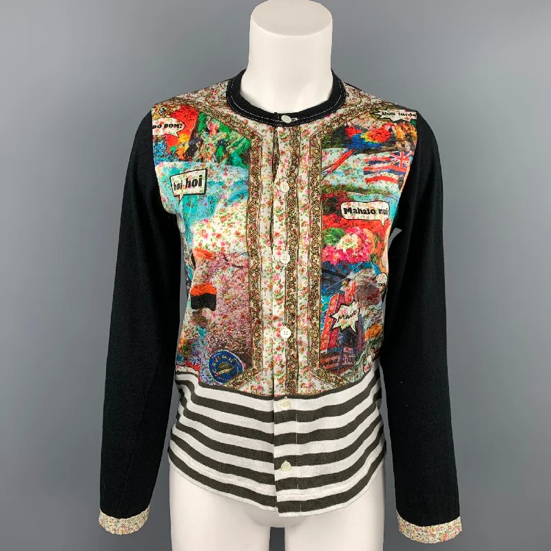 COMME des GARCONS TRICOT Size S Black Cotton Buttoned Cardigan Front Pockets Side Pockets Patch Pockets COMME des GARCONS TRICOT Size S Black Cotton Buttoned Cardigan Front Pockets Side Pockets Patch Pockets