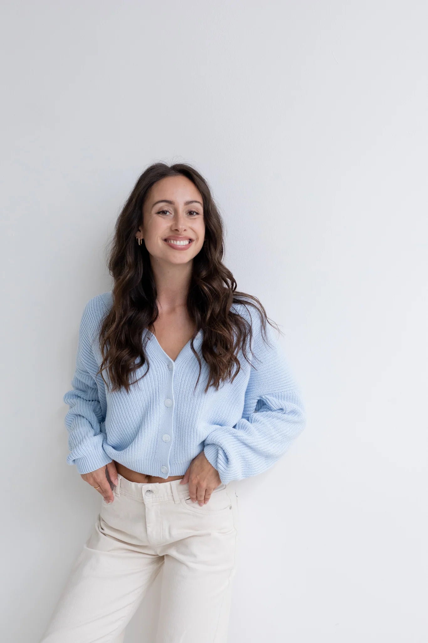 Cropped Cardigan Light Blue Hooded Caped Shawl Collar