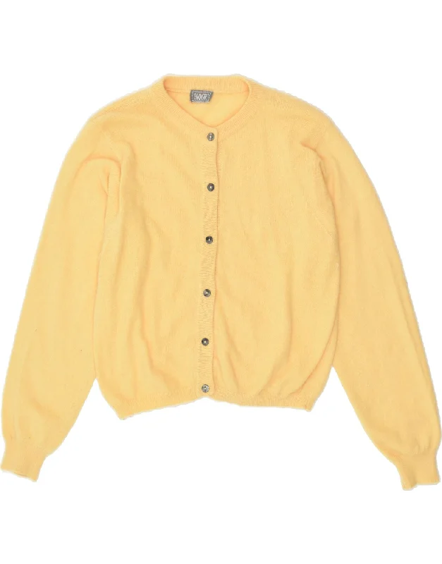 EGOISTE Womens Cardigan Sweater UK 14 Large Yellow Layered Multi-layer Single Layer