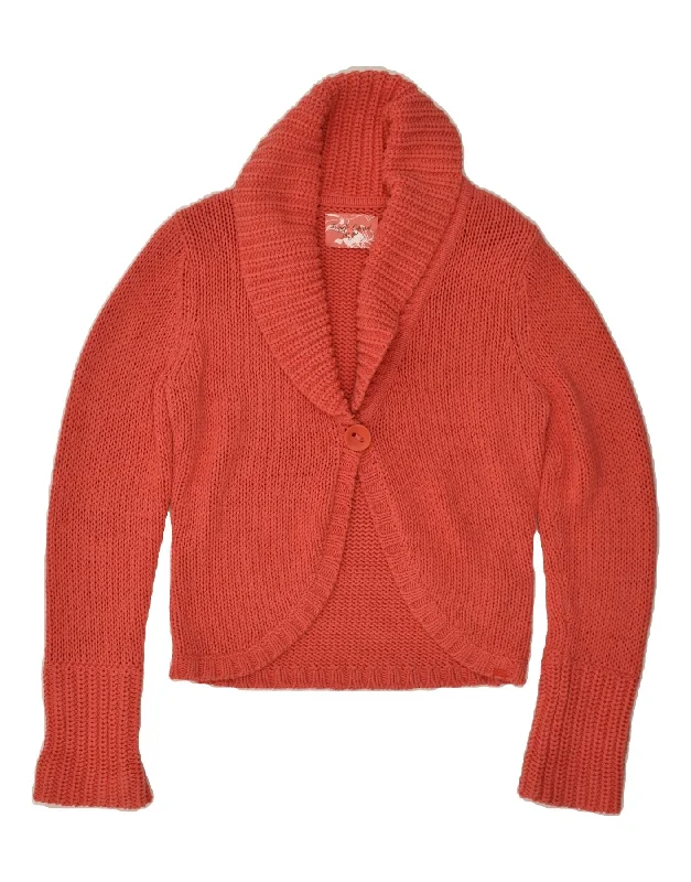 ESPRIT Womens Cardigan Sweater UK12 Medium Orange Cotton Open Front Closed Front Wrap Front ESPRIT Womens Cardigan Sweater UK12 Medium Orange Cotton Open Front Closed Front Wrap Front