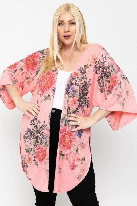 Floral Print Long Body Cardigan - 2 colors Lace Blend Ribbed Blend Corduroy Blend