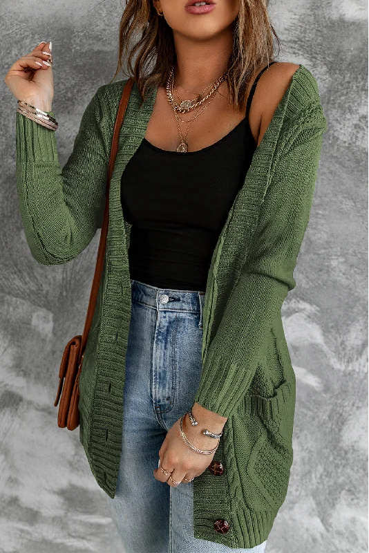 Front Pocket and Buttons Closure Cardigan Casual Formal Business