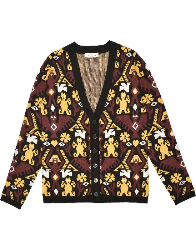 INTREND Womens Abstract Pattern Cardigan Sweater UK 10 Small Burgundy Crew Neck V-Neck Turtle Neck INTREND Womens Abstract Pattern Cardigan Sweater UK 10 Small Burgundy Crew Neck V-Neck Turtle Neck