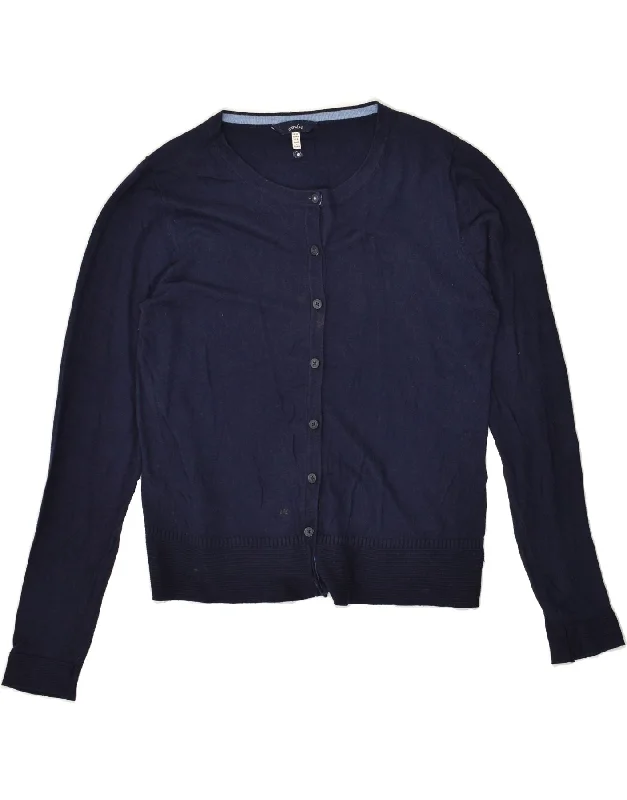 JOULES Womens Cardigan Sweater UK 12 Medium Navy Blue Cotton Solid Color Striped Floral Print JOULES Womens Cardigan Sweater UK 12 Medium Navy Blue Cotton Solid Color Striped Floral Print