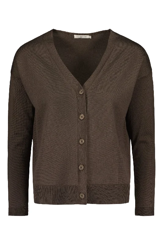 Kalea Merino Wool Cardigan Dark Taupe Long Cardigan Short Cardigan Medium Cardigan