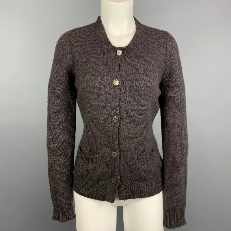 KRISTENSEN DU NORD Size S Brown Knitted Cashmere Blend Buttoned Cardigan Embroidered Appliqued Beaded KRISTENSEN DU NORD Size S Brown Knitted Cashmere Blend Buttoned Cardigan Embroidered Appliqued Beaded