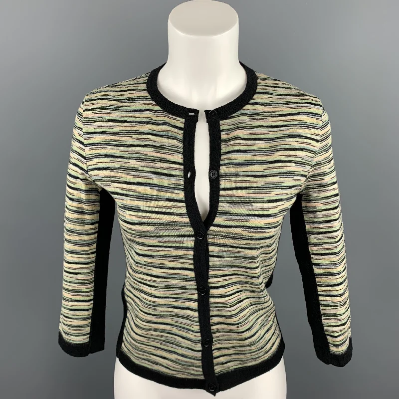 M MISSONI Size 8 Green Knitted Wool / Acrylic Buttoned Cardigan Houndstooth Herringbone Solid M MISSONI Size 8 Green Knitted Wool / Acrylic Buttoned Cardigan Houndstooth Herringbone Solid