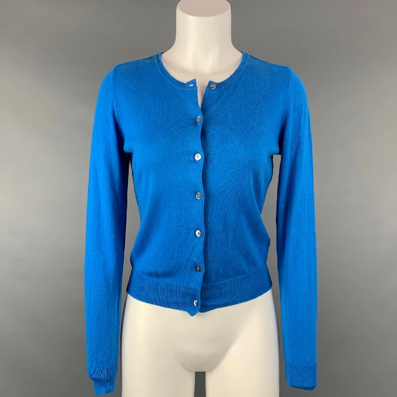 MARGARET OLEARY Size XS Blue Jersey Cotton Buttoned Cardigan Machine Wash Dry Clean Hand Wash MARGARET OLEARY Size XS Blue Jersey Cotton Buttoned Cardigan Machine Wash Dry Clean Hand Wash