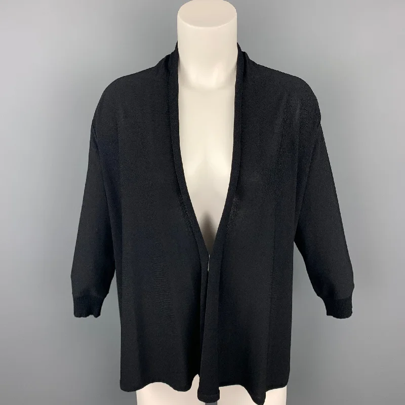 MAX MARA Size M Black Jersey Open Front Cardigan Oversized Loose Flowy