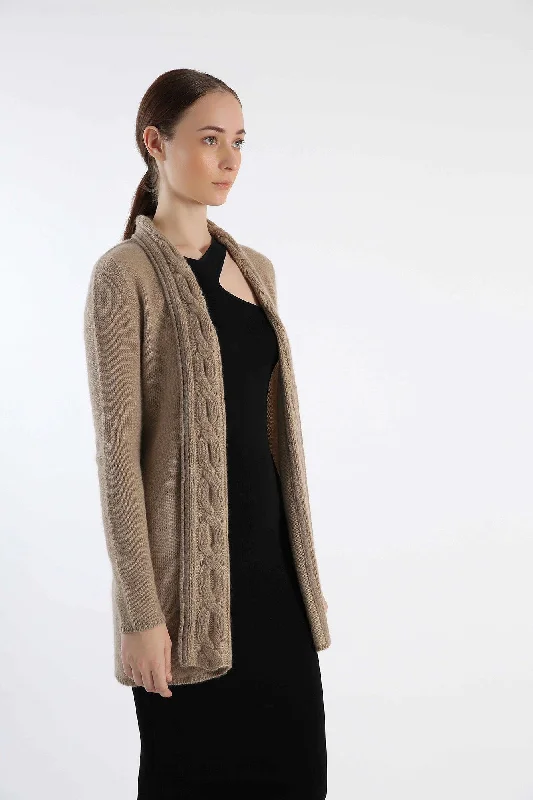 Natural Undyed Pure Cashmere Cardigan Handmade Hand-knitted Hand-woven