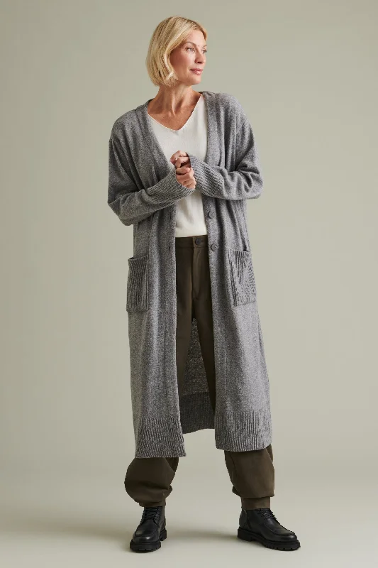 Långholm Cardigan Grey Fleece Fabric Down Fabric Feather Fabric