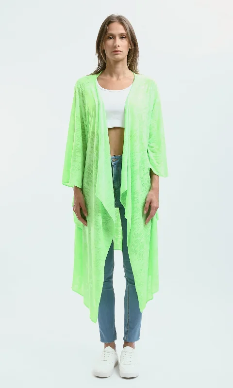 O182996 Long Sleeves Loose Fit Heather Neon Green Cardigan Hooded Cardigan Collared Cardigan Shawl Collar O182996 Long Sleeves Loose Fit Heather Neon Green Cardigan Hooded Cardigan Collared Cardigan Shawl Collar