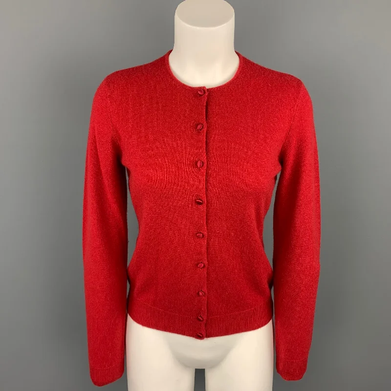 RALPH LAUREN Black Label Size M Red Knitted Cashmere Cardigan Fleece Fabric Down Fabric Feather Fabric RALPH LAUREN Black Label Size M Red Knitted Cashmere Cardigan Fleece Fabric Down Fabric Feather Fabric
