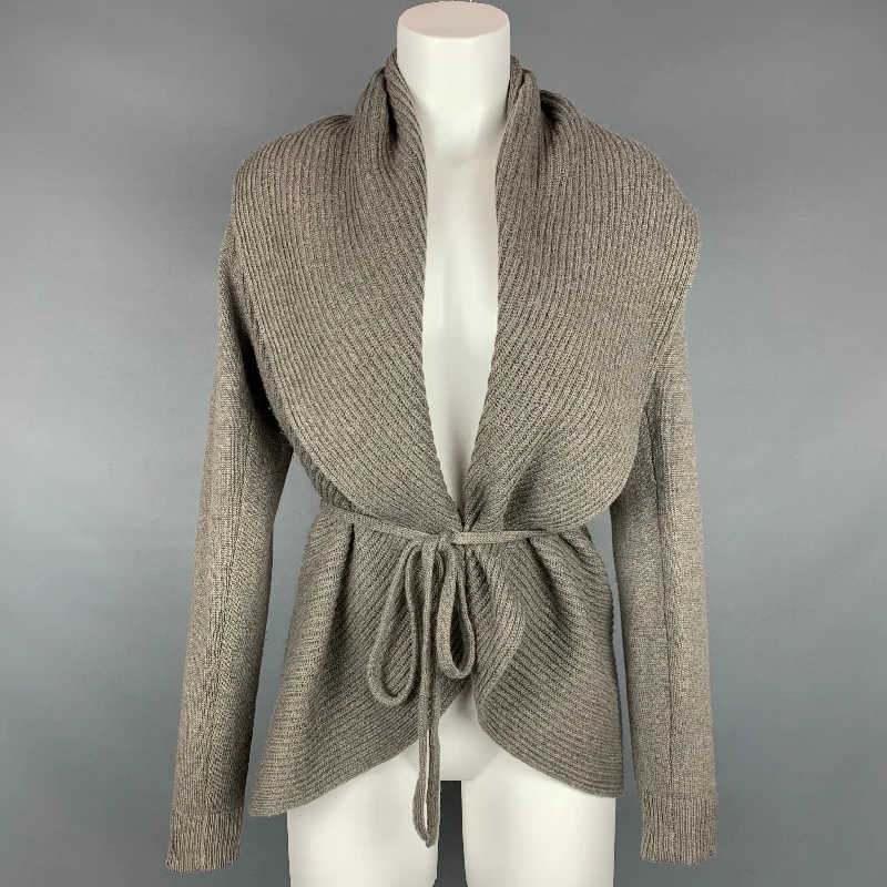 REPEAT Size S Taupe Knitted Wool / Cashmere Circle Cardigan Cable Knit Ribbed Knit Lace Knit REPEAT Size S Taupe Knitted Wool / Cashmere Circle Cardigan Cable Knit Ribbed Knit Lace Knit