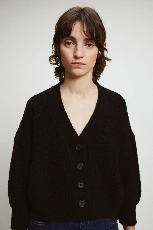 Diech Cardigan Black Handmade Hand-knitted Hand-woven