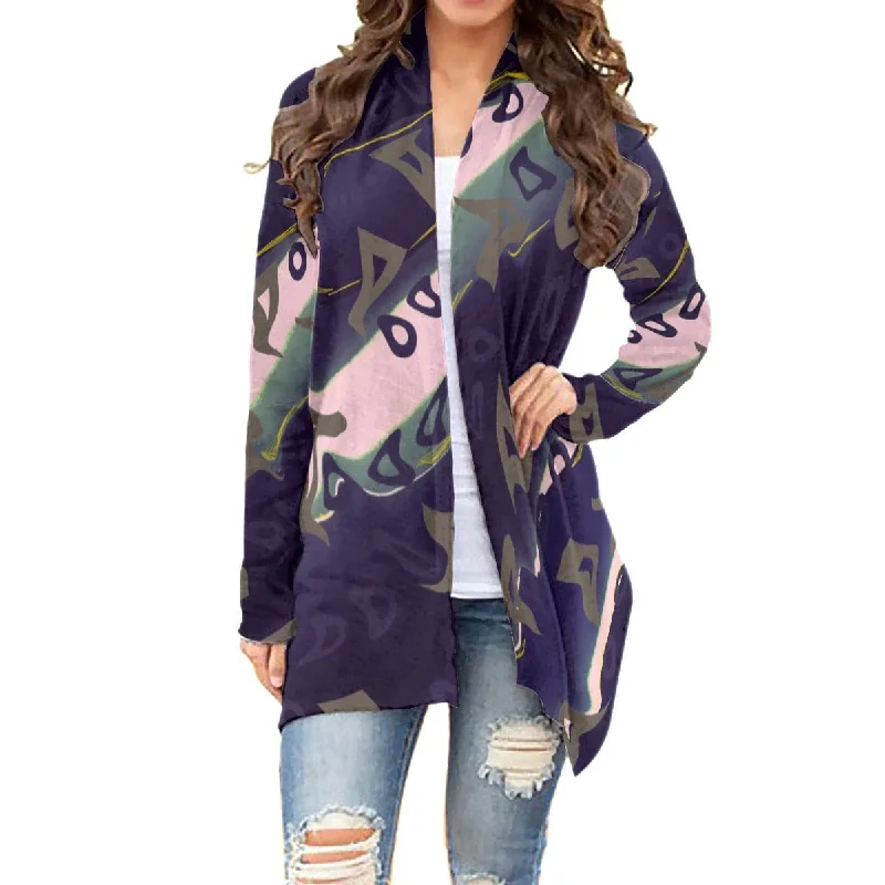 Runaway Women's Cardigan With Long Sleeve Crew Neck V-Neck Turtle Neck