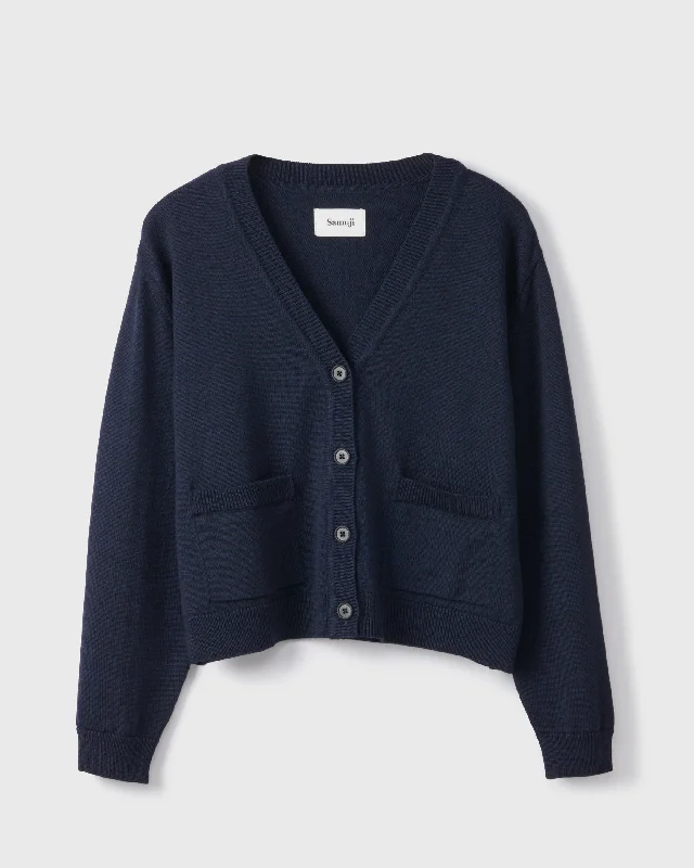 Pilot Cardigan Biella Dark Navy Chenille Fabric Brocade Fabric Lace Fabric
