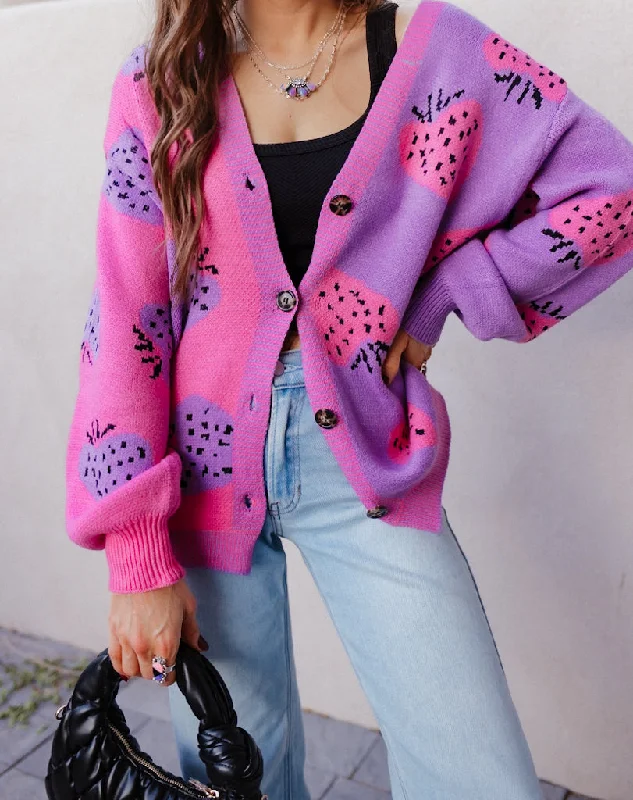 Sweet as Strawberry Wine Cardigan Velvet Chenille Corduroy