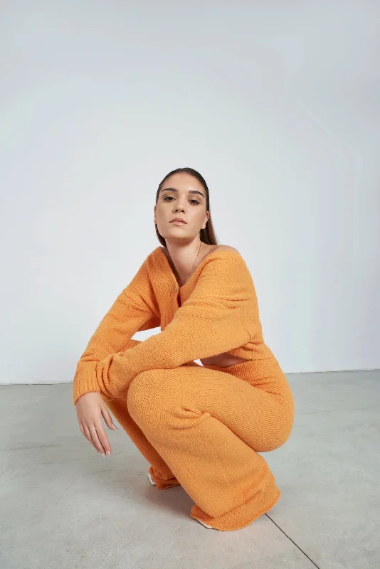 The Kate Crop Cardigan Orange Wool Cardigan Cotton Cardigan Cashmere Cardigan