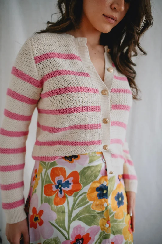The Odelia Cardigan by Heartloom - Peony Terry Terry Cloth Terry Knit