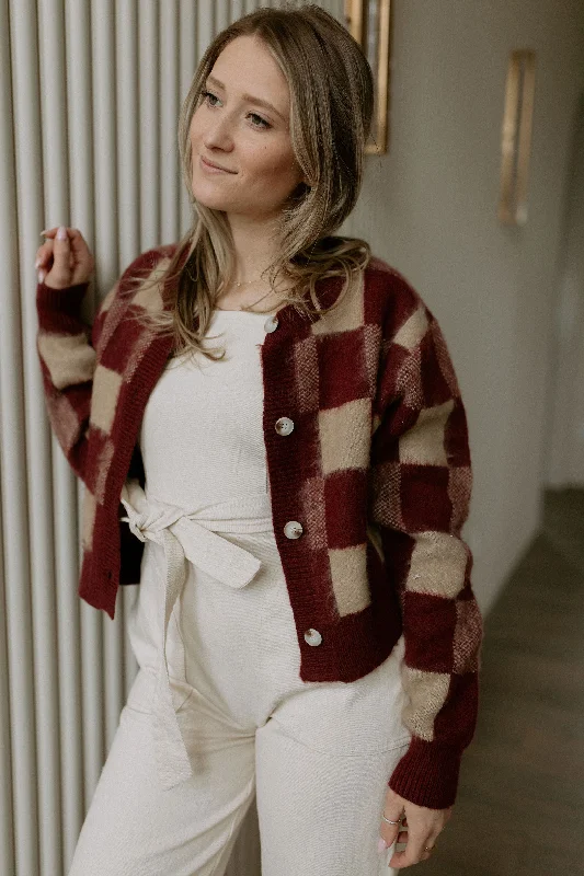 The Work Of Art Gingham Cardigan Terry Terry Cloth Terry Knit