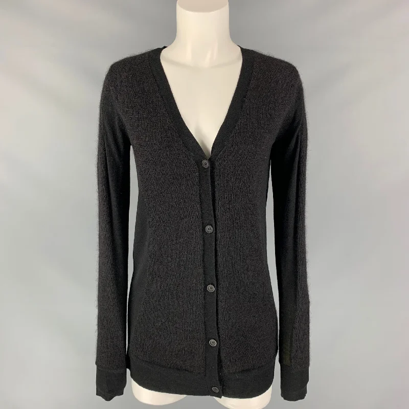 VERA WANG Size M Black Mohair Blend Mixed Fabrics Cardigan Cardigan Knitwear Sweater VERA WANG Size M Black Mohair Blend Mixed Fabrics Cardigan Cardigan Knitwear Sweater