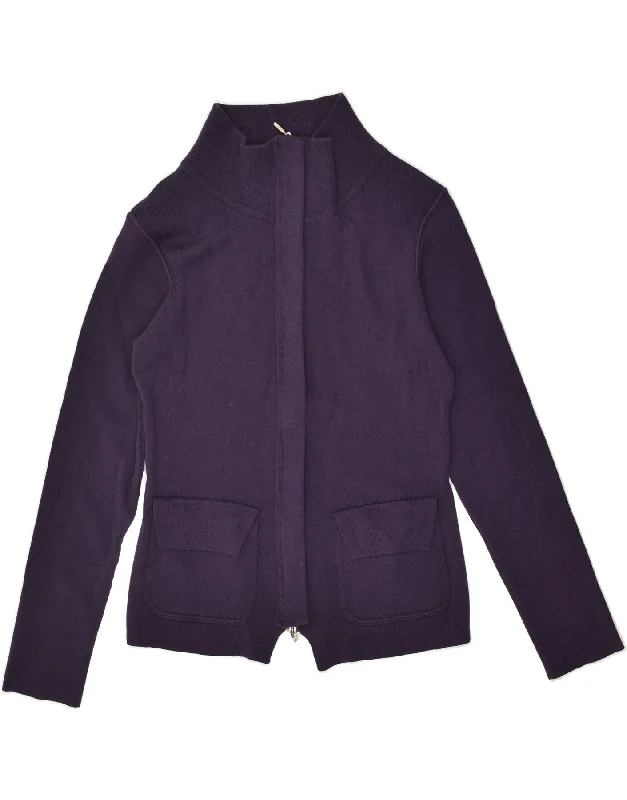 VINTAGE Womens Cardigan Sweater IT 44 Medium Navy Blue Virgin Wool Chenille Blend Fleece Blend Nylon Blend VINTAGE Womens Cardigan Sweater IT 44 Medium Navy Blue Virgin Wool Chenille Blend Fleece Blend Nylon Blend