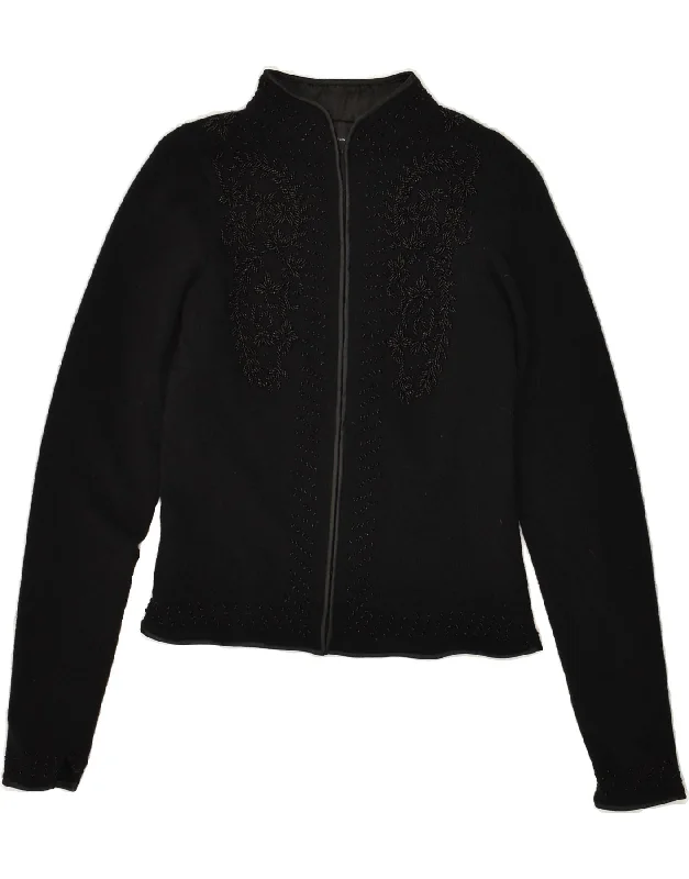 VINTAGE Womens Cardigan Sweater UK 10 Small Black Lambswool Jersey Fabric Tulle Fabric Batik Fabric VINTAGE Womens Cardigan Sweater UK 10 Small Black Lambswool Jersey Fabric Tulle Fabric Batik Fabric